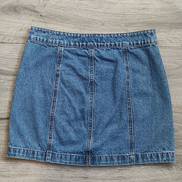 Forever 21 Size 24 Blue Denim‎ Zip Front 100% Cotton Mini Skirt - Picture 7 of 9